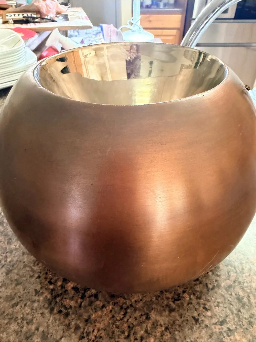 Vintage Circa 1960’s Decorative Metallic Copper And Brass Accent Bowl